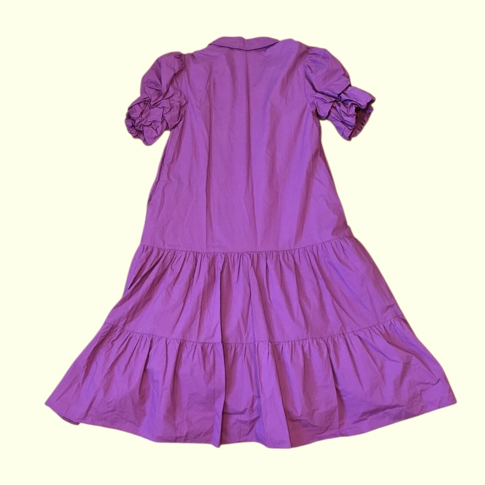 ENGLISH FACTORY TIERED‎ PUFF SLEEVE DRESS PURPLE M - Picture 3 of 15